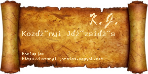 Kozányi Józsiás névjegykártya